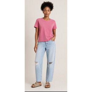Pistola Pink Organic Cotton Hemp Blend Boxy Tee Minimalist medium modern basic